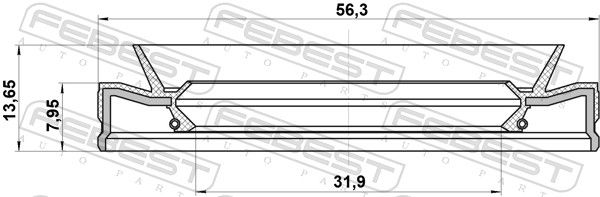 Febest 95HEY33560814C сальник приводу 31.9x56.3x7.95x13.65