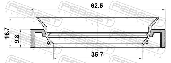 Febest 95JAS37621017R сальник коробки швидкостей 35.7x62.5x9.8x16.7