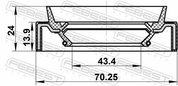 Febest 95JAS45701424R Сальник коробки швидкостей 43.4x70.25x13.9x24