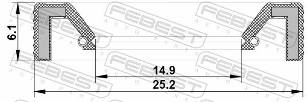 Febest 95KAY16250609X сальник штока кпп 14.9x25.25x6.1x9