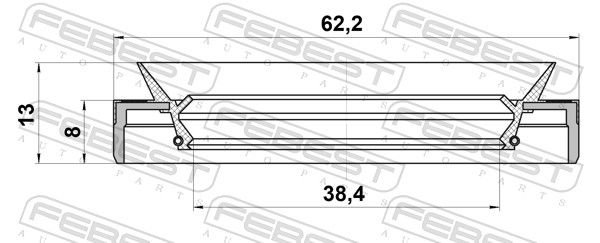 Febest 95MEY40620813C сальник приводу 38.4x62.2x8x13