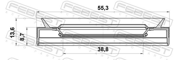 Febest 95PES40550914C Сальник півосі 38.8x55.3x8.7x13.6