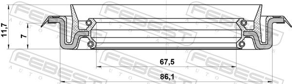 Febest 95TCS69860712X Сальник маточинний передній 67.5x86.1x7x11.7