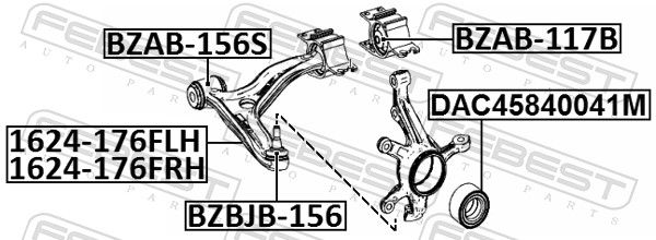 Febest BZAB117B Сайлентблок задній переднього важеля без кронштейна