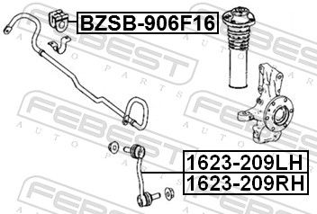 Febest BZSB906F16 Втулка переднього стабілізатора D16