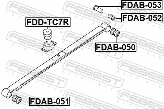 Febest FDAB051 Втулка підшипника, листова ресора
