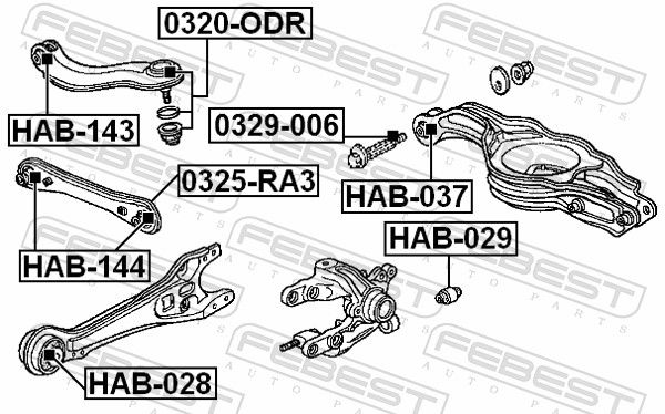 Febest HAB037 сайлентблок заднього важеля