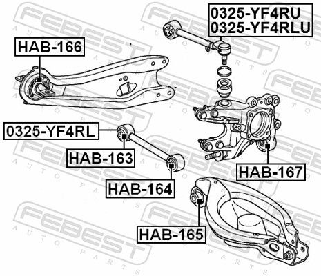 Febest HAB165 Опора, важіль підвіски
