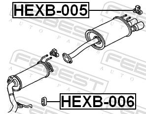 Febest HEXB005 Комплект для монтажу, система відведення ВГ