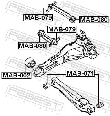 Febest MAB002 сайлентблок заднього подовжнього важеля