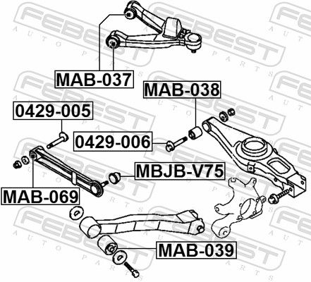 Febest MAB037 Сайлентблок заднього верхнього важеля