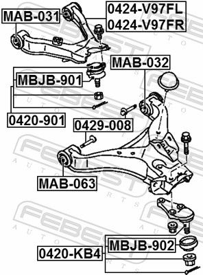 Febest MAB063 Опора, важіль підвіски