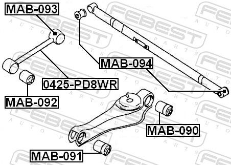 Febest MAB092 Сайлентблок задньої подовжньої тяги