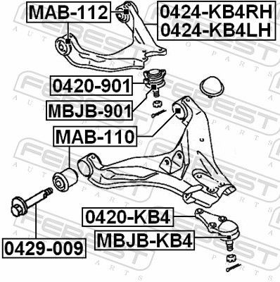 Febest MAB110 сайлентблок передній нижнього важеля