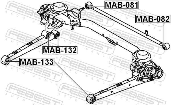 Febest MAB132 сайлентблок задньої подовжньої тяги