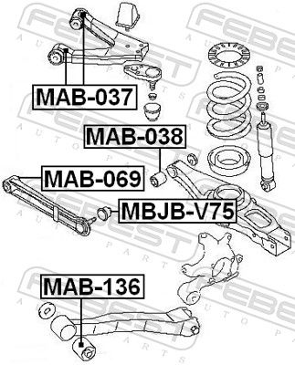Febest MAB136 Сайлентблок заднього подовжнього важеля