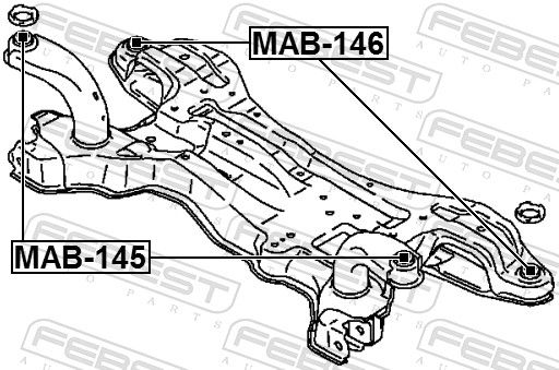 Febest MAB145 Сайлентблок підрамника передній