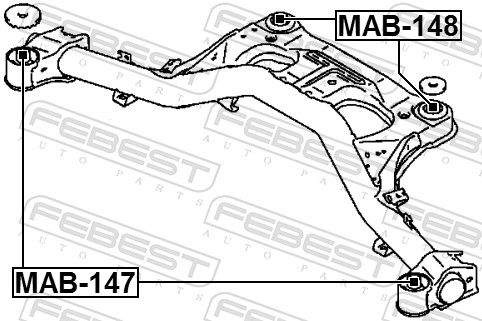 Febest MAB148 Сайлентблок задньої балки