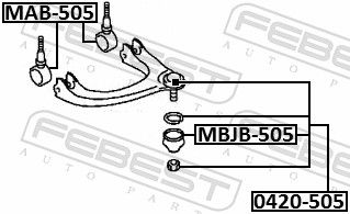 Febest MAB505 Опора, важіль підвіски