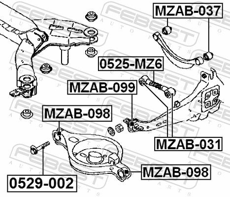 Febest MZAB098 Сайлентблок заднього важеля