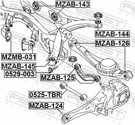 Febest MZAB144 сайлентблок задньої балки