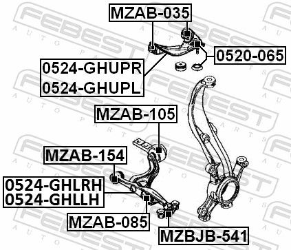 Febest MZAB154 Опора, важіль підвіски