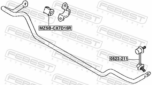 Febest MZSBCX7D15R Втулка заднього стабілізатора D15