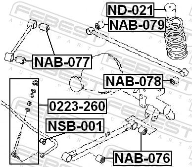 Febest NAB076 СайлентБлок задньої подовжньої тяги