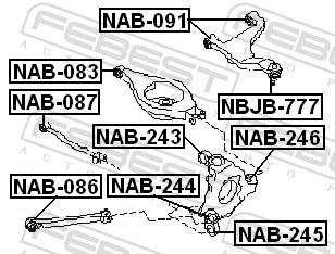 Febest NAB086 сайлентблок задньої подовжньої тяги