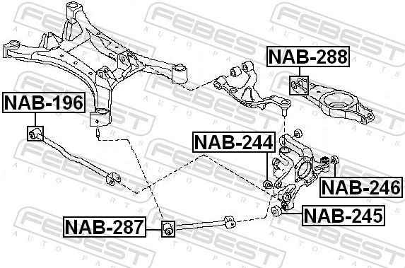 Febest NAB288 Сайлентблок заднього поперечного важеля