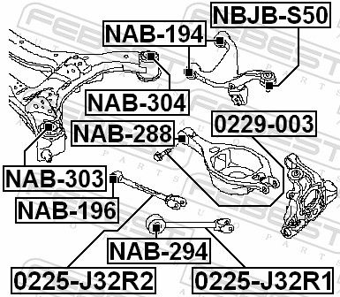 Febest NAB304 сайлентблок задньої балки