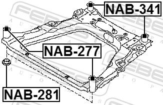 Febest NAB341 Сайлентблок підрамника задній