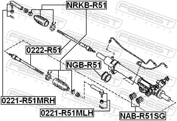 Febest NABR51SG Сайлентблок рульової рейки (комплект)