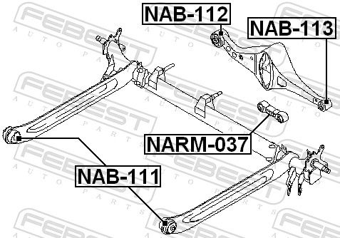 Febest NARM037 Тяга задня поперечна верхня