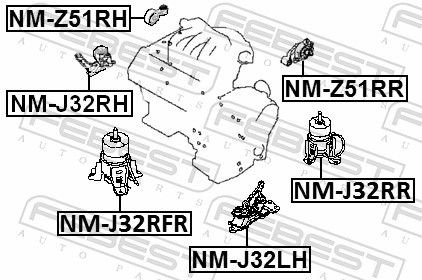 Febest NMJ32RH Подушка двигуна права (гідравлічна)
