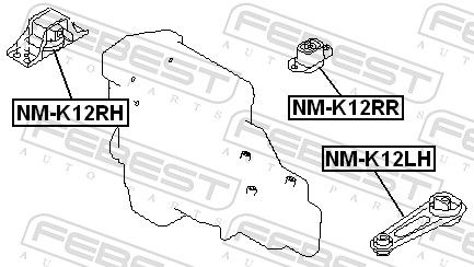 Febest NMK12LH Опора, двигун