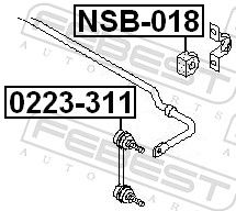 Febest NSB018 Втулка заднього стабілізатора D18