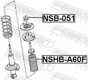 Febest NSB051 Втулка переднього амортизатора
