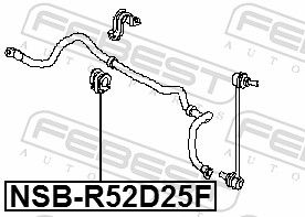 Febest NSBR52D25F Втулка переднього стабілізатора D25