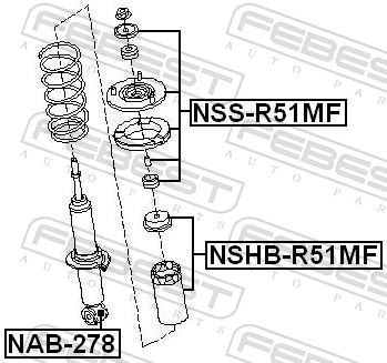 Febest NSSR51MF Ремонтний комплект, опорний підшипник амортизатора