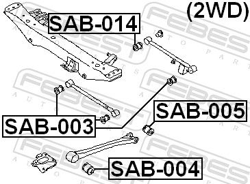 Febest SAB005 сайлентблок задньої подовжньої тяги