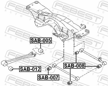 Febest SAB012 Сайлентблок заднього подовжнього важеля