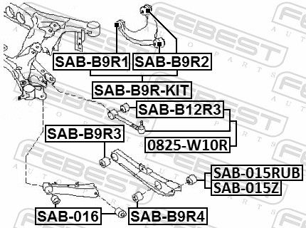 Febest SABB9RKIT Ремонтний комплект, поперечний важіль підвіски