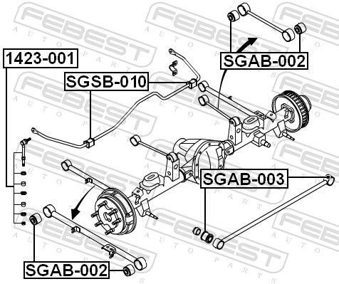 Febest SGSB010 Втулка заднього стабілізатора D19.5