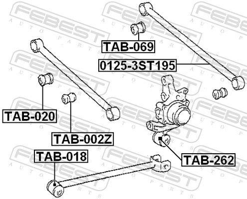 Febest TAB018 Сайлентблок задньої подовжньої тяги