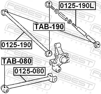 Febest TAB080 сайлентблок заднього подовжнього важеля