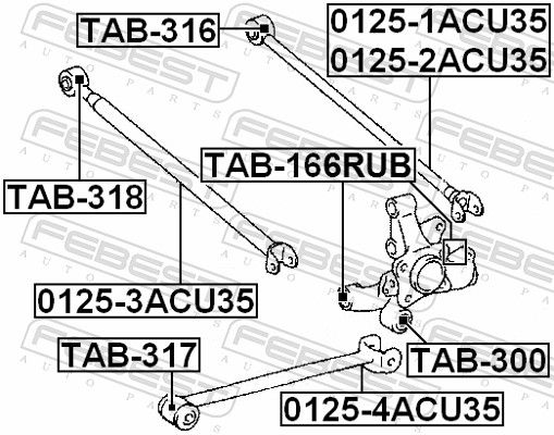 Febest TAB166RUB Сайлентблок задньої цапфи