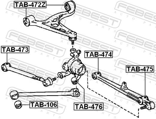 Febest TAB475 Сайлентблок заднього поперечного важеля