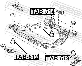 Febest TAB513 Сайлентблок підрамника задній LH