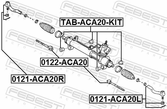 Febest TABACA20KIT Сайлентблок рульової рейки (комплект)